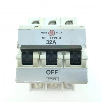 Bill 3T323 M9 32A 32 Amp 3 Phase Pole MCB Circuit Breaker Type 3